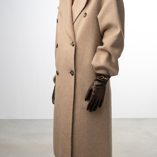 Honoré Marcelia dark brown goatskin leather gloves - - Isabel Bernard