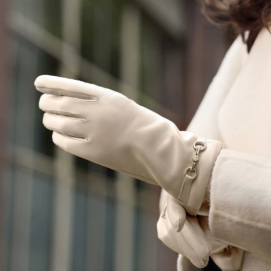 Honoré Marcelia cream goatskin leather gloves - - Isabel Bernard