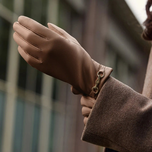 Honoré Marcelia taupe goatskin leather gloves - - Isabel Bernard