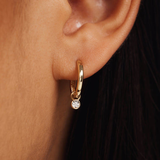 De la Paix Inaya 14 karat gold hoop earrings with diamond 0.02 carat - - Isabel Bernard