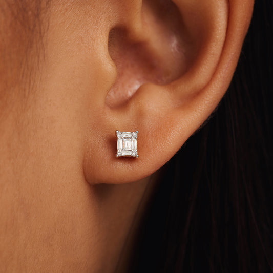 De la Paix Maxime 14 karat white gold ear studs with diamond 0.22 ct - - Isabel Bernard