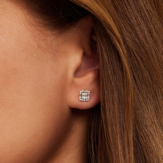 De la Paix Elena 14 karat gold stud ear studs with diamond 0.25 carat - - Isabel Bernard