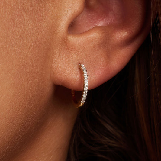 De la Paix Madeline 14 karat gold hoop earrings with diamond 0.15 ct - - Isabel Bernard