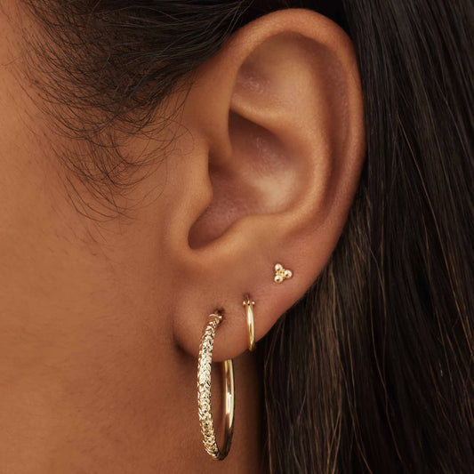 Rivoli Laura 14 karat gold hoop earrings with diamond cut - - Isabel Bernard