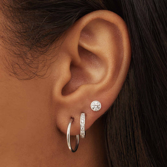 Saint Germain Juliette 14 karat white gold ear studs with zirconia - - Isabel Bernard