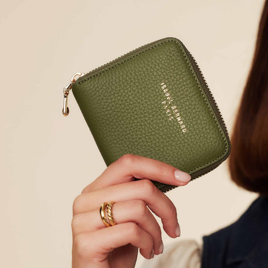 Honoré Jules green calfskin leather zipper wallet - - Isabel Bernard