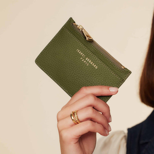 Honoré Aveline green calfskin leather card holder - - Isabel Bernard