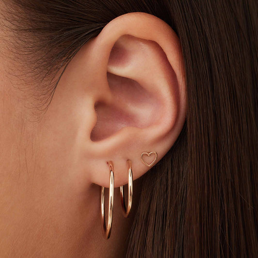 La Concorde Amore 14 karat rose gold ear studs with heart - - Isabel Bernard