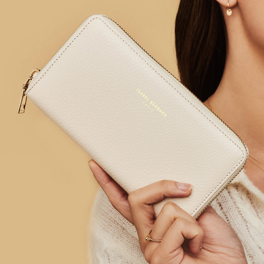 Honoré Léa cream calfskin leather zipper wallet - - Isabel Bernard