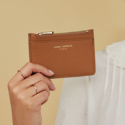 Honoré Aveline camel calfskin leather card holder - - Isabel Bernard