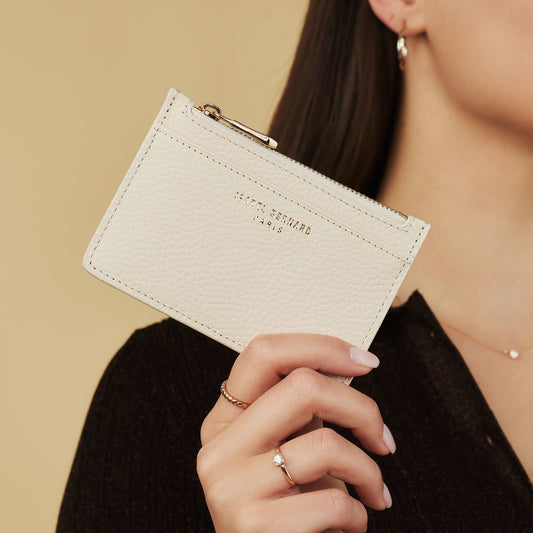Honoré Aveline cream calfskin leather card holder - - Isabel Bernard