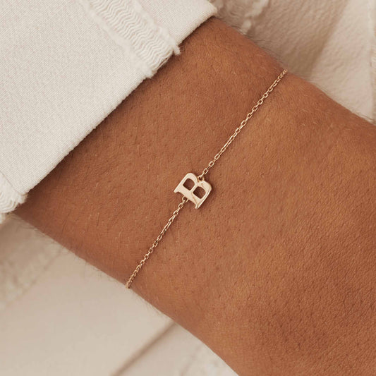 La Concorde Rachel 14 karat rose gold initial bracelet with letter - - Isabel Bernard