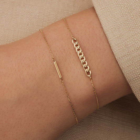 Le Marais Rosalie 14 karat gold bracelet with rod - - Isabel Bernard