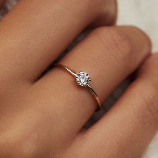 La Concorde Abelle 14 karat rose gold ring with zirconia stone - - Isabel Bernard