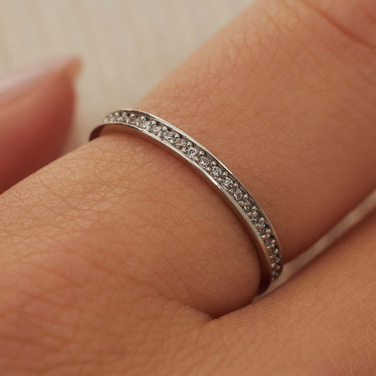 Saint Germain Merle 14 karat white gold ring with zirconia stones - - Isabel Bernard