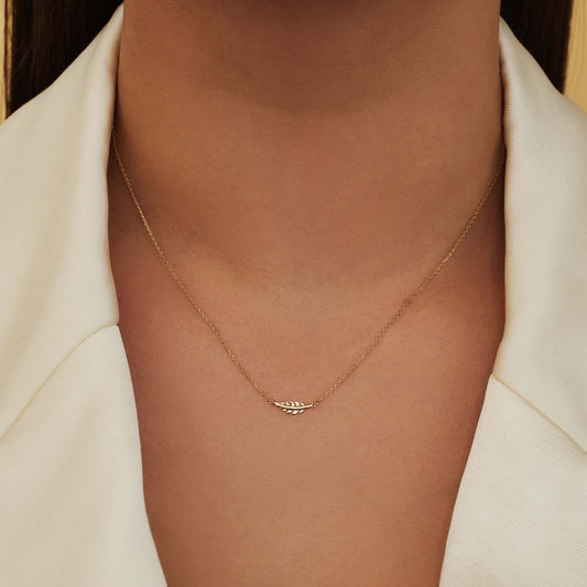 Cadeau d'Isabel 14 karat gold necklace and ear studs set with feather - - Isabel Bernard