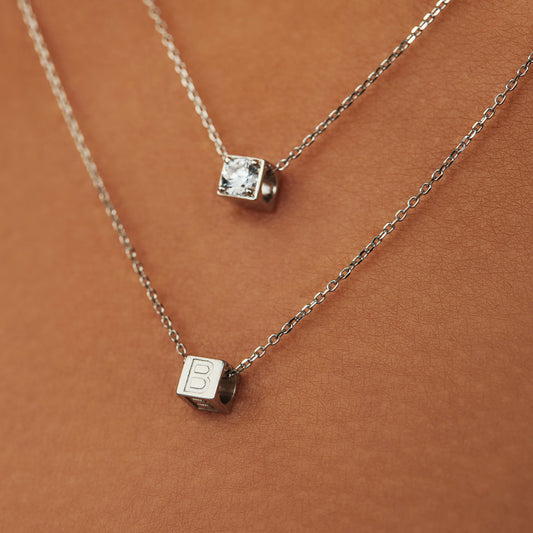 Saint Germain Felie 14 karat white gold cube charm with heart - - Isabel Bernard