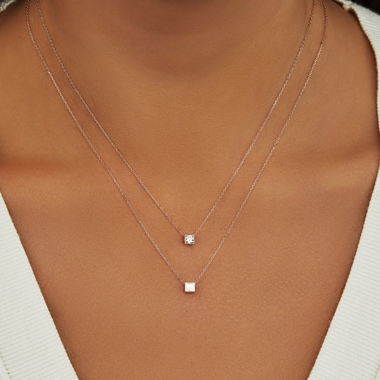 Cadeau d'Isabel 14 karat rose gold necklace & cube charm with zirconia - - Isabel Bernard