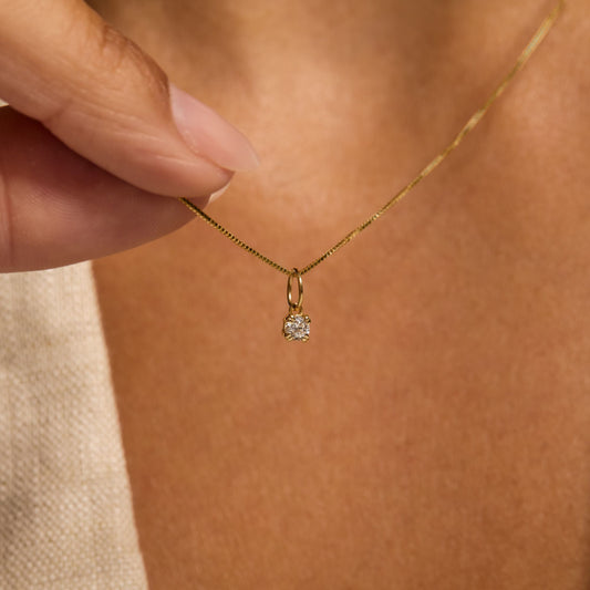 Le Marais Square Zirconia 14 karat gold charm - - Isabel Bernard