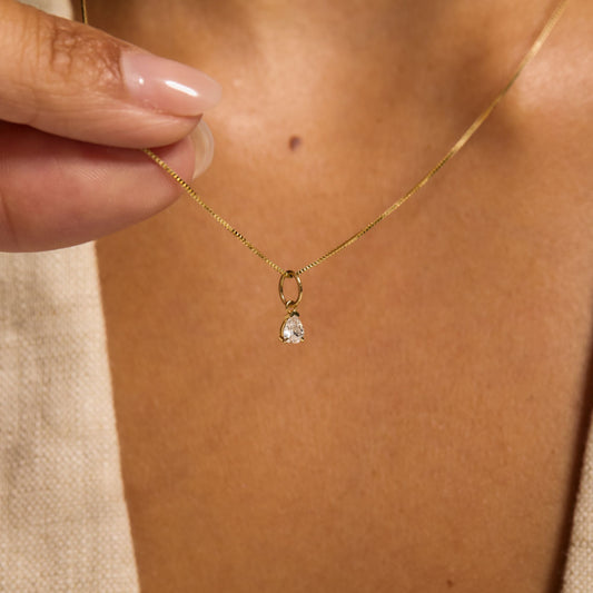 Le Marais Teardrop Zirconia 14 karat gold charm - - Isabel Bernard