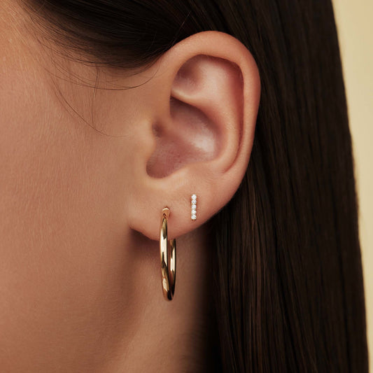 Rivoli Esmée 14 karat gold ear studs with zirconia stones - - Isabel Bernard