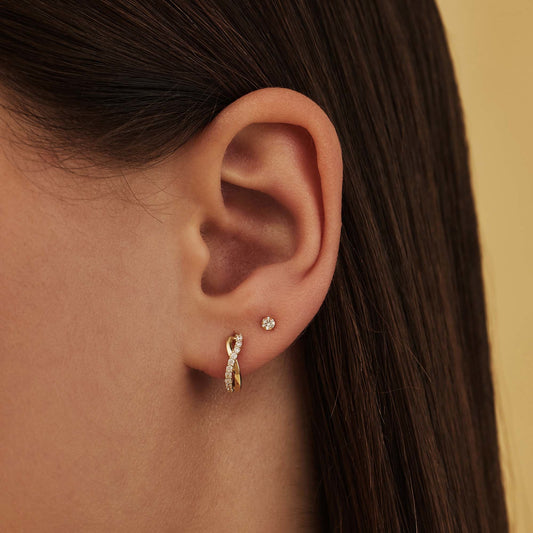 Rivoli Esmée 14 karat gold hoop earrings with zirconia stones - - Isabel Bernard