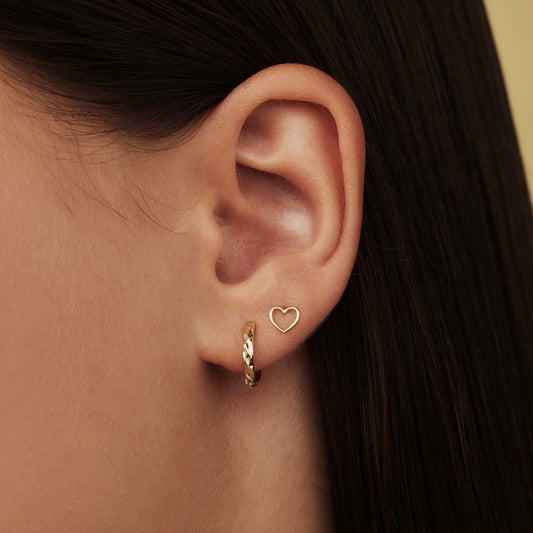 Rivoli Laura 14 karat gold hoop earrings with diamond cut - - Isabel Bernard