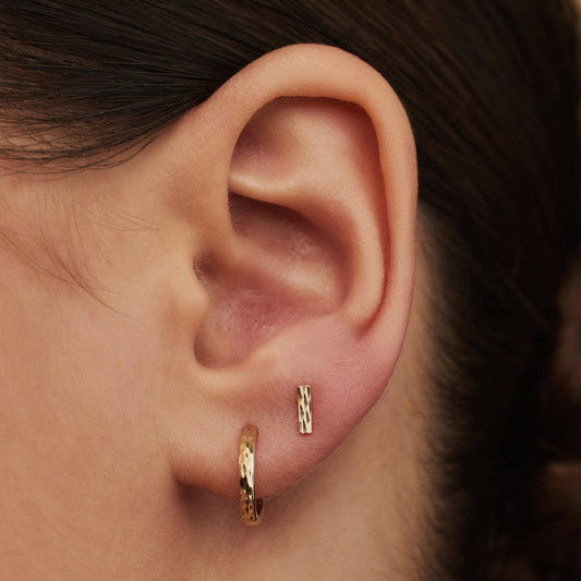 Rivoli Laura 14 karat gold stud ear studs with diamond cut - - Isabel Bernard