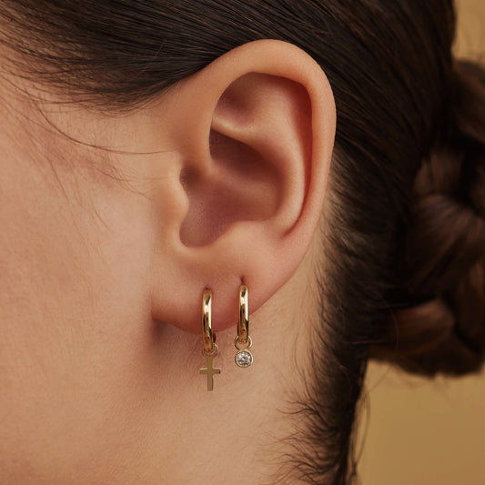 Rivoli Aélys 14 karat gold hoop earrings with zirconia stone - - Isabel Bernard