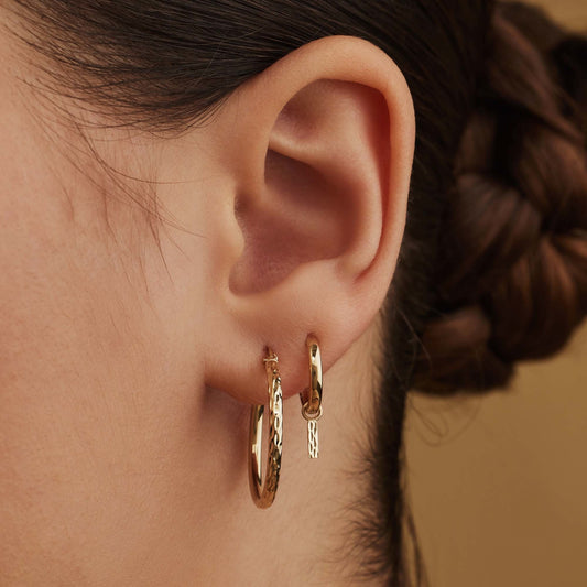 Rivoli Laura 14 karat gold hoop earrings with diamond cut - - Isabel Bernard