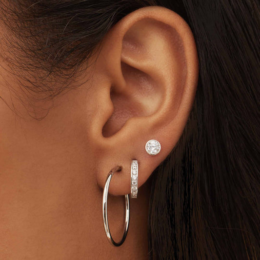 Saint Germain Cerise 14 karat white gold hoop earrings (22 mm) - - Isabel Bernard