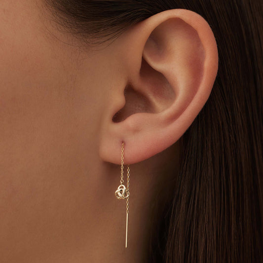 Rivoli Méline 14 karat gold pull through earrings with knot - - Isabel Bernard