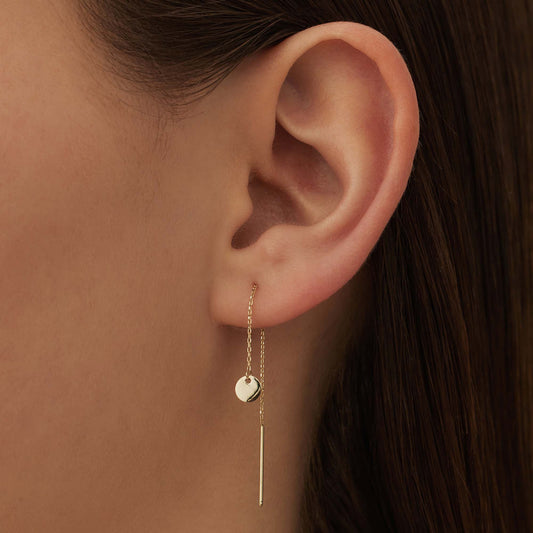 Le Marais Jeanne 14 karat gold pull through earrings with coin - - Isabel Bernard