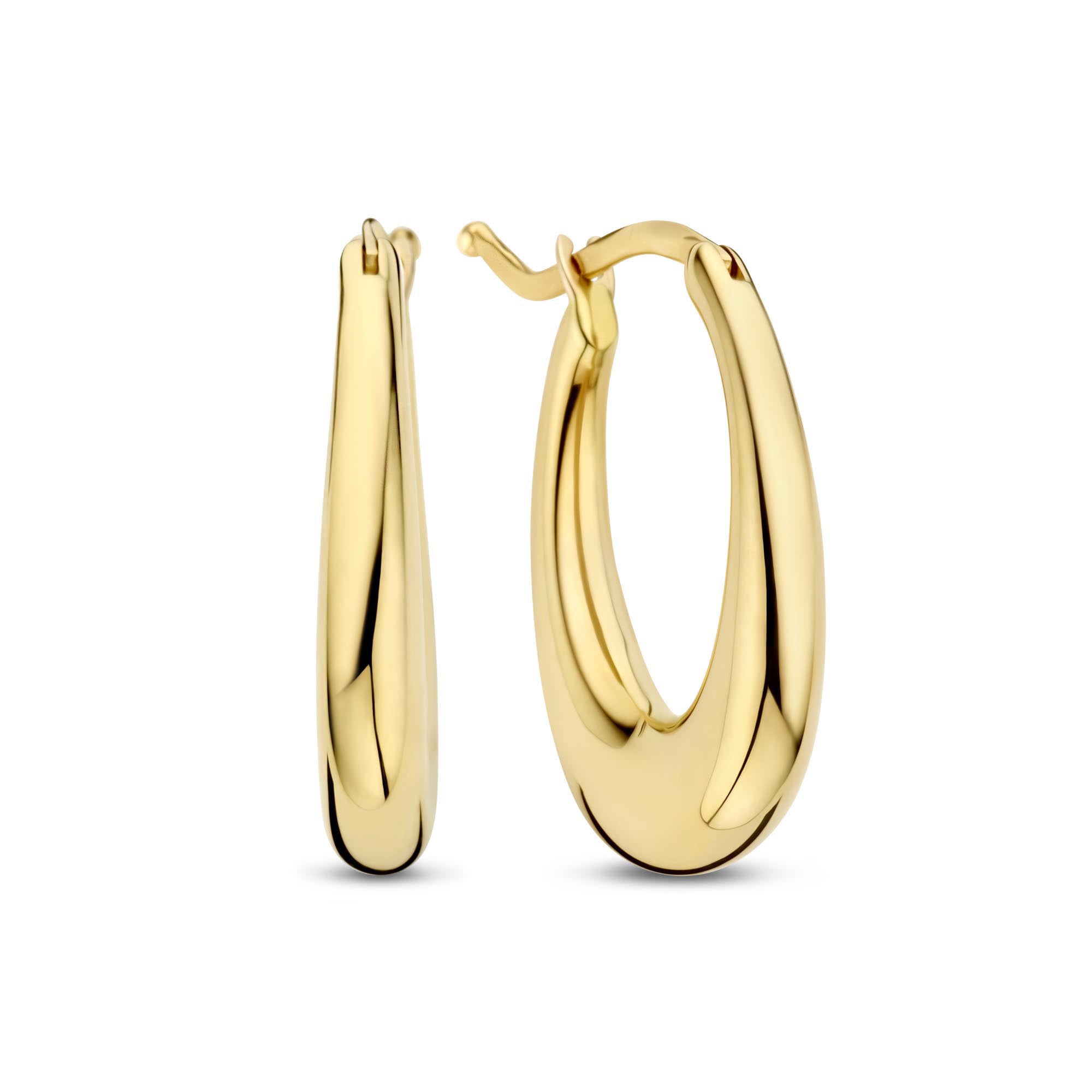ISYA - Orecchini pendenti in oro bianco 9 carati, con sistema a gancio, altezza 55 mm