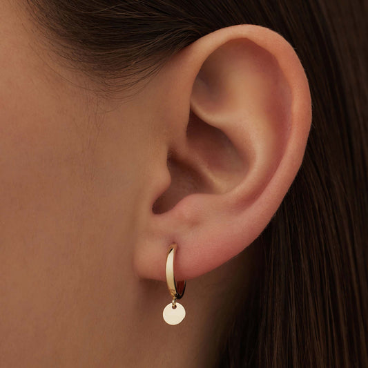 Le Marais Jeanne 14 karat gold hoop earrings with coin - - Isabel Bernard