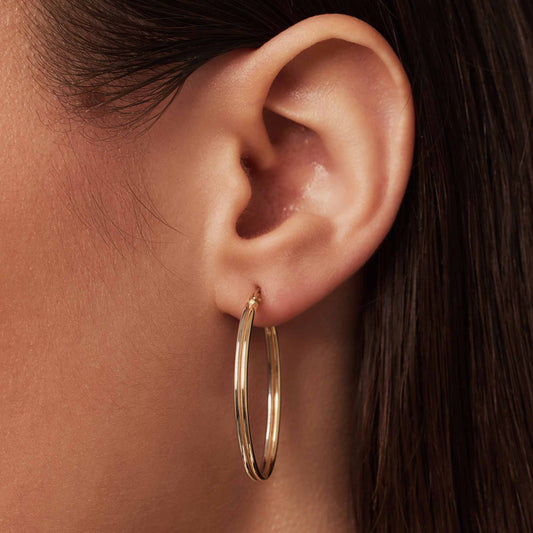 Rivoli Flori 14 karat gold hoop earrings (34 mm) - - Isabel Bernard