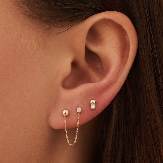 Rivoli Cézanne 14 karat gold earrings with 3 ear studs with zirconia - - Isabel Bernard