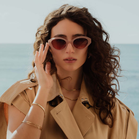 La Villette Rosaire soft pink oval sunglasses with pink lenses - - Isabel Bernard
