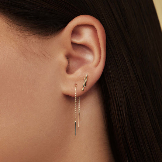 Monceau Jade 14 karat gold ear studs with rods - - Isabel Bernard