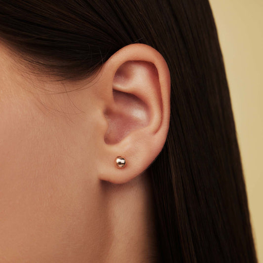 La Concorde Finou 14 karat rose gold ear studs with sphere - - Isabel Bernard