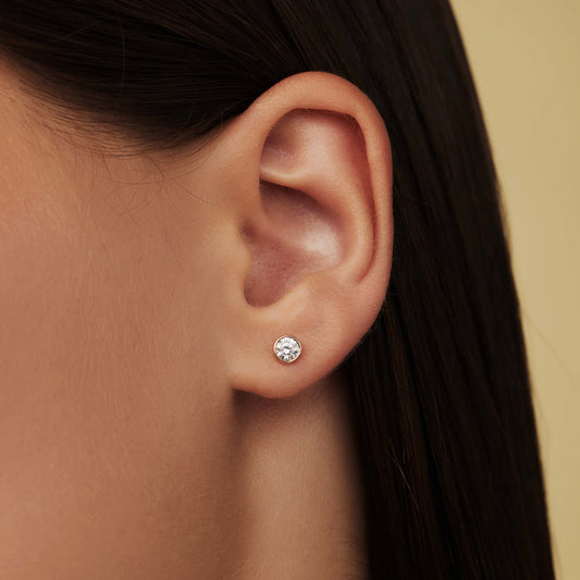 La Concorde Juliette 14 karat rose gold ear studs with zirconia stone - - Isabel Bernard