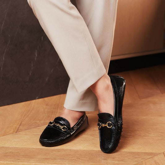 Vendôme Marie black calfskin patent leather moccasins - - Isabel Bernard