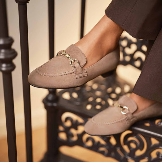 Vendôme Fleur taupe suede loafers - - Isabel Bernard