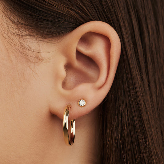 Cadeau d'Isabel 14 karat gold earring set with zirconia stones - - Isabel Bernard