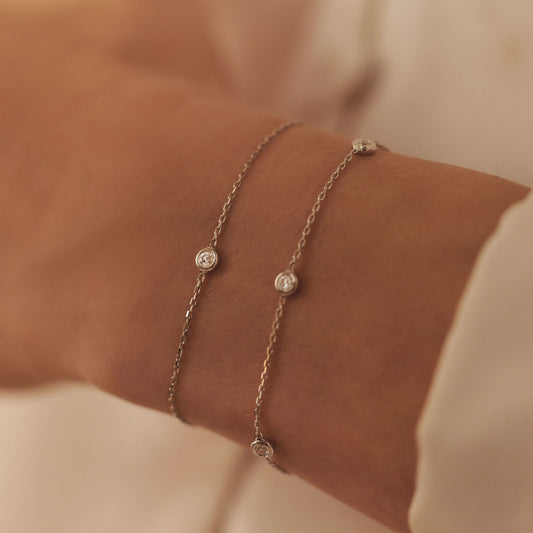 De la Paix Alfie 14 karat white gold bracelet with diamond 0.05 carat - - Isabel Bernard