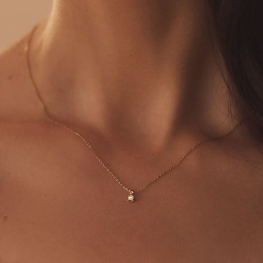 De la Paix Celesse 14 karat gold necklace with diamond 0.07 carat - - Isabel Bernard