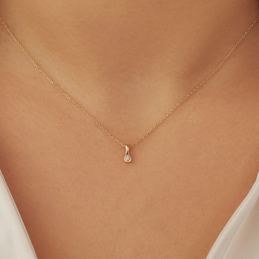 De la Paix Inaya 14 karat gold necklace with diamond 0.01 carat - - Isabel Bernard