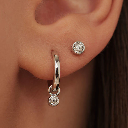 De la Paix Inaya 14 karat white gold ear studs with diamond 0.02 carat - - Isabel Bernard