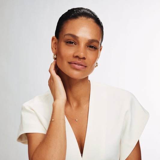 Cadeau d'Isabel 14 karat rose gold necklace bracelet and ear studs set with zirconia - - Isabel Bernard