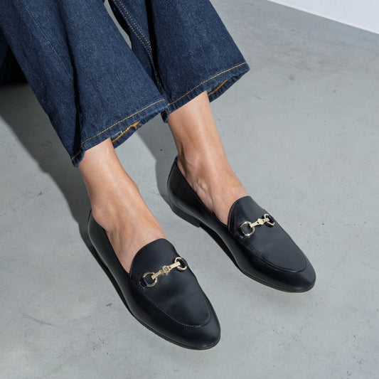Vendôme Fleur black calfskin leather loafers - - Isabel Bernard